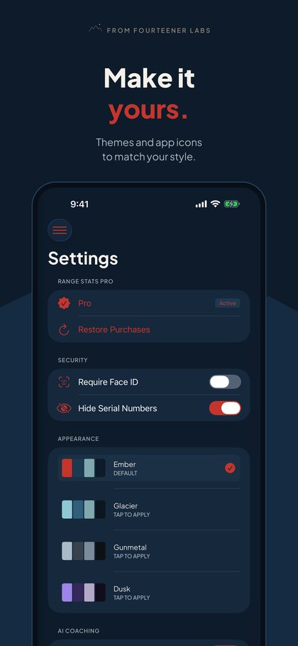 Range Stats themes — make it yours with themes and app icons